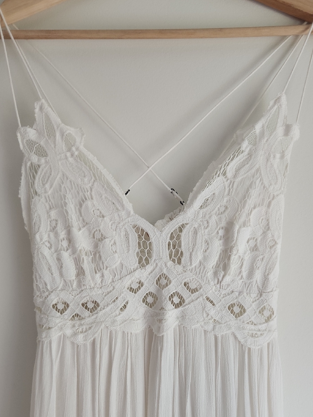 Free People Adella White Lace-Detail Maxi Boho Bridal Beach Dress Size Small - Picture 7 of 16